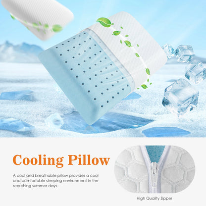 Standard Size Memory Foam Pillows Ventilated Cooling with Removable Washable Cover