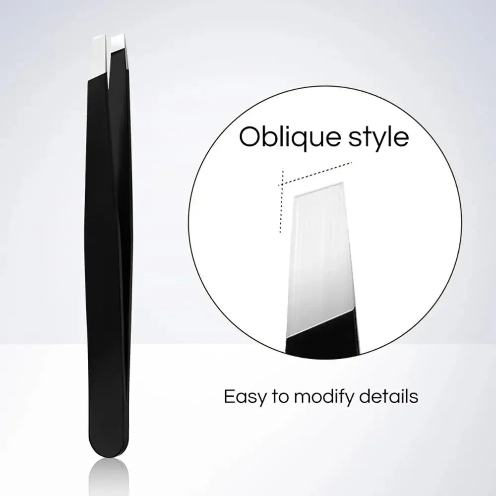 Slanted Stainless Steel Beauty Tweezer