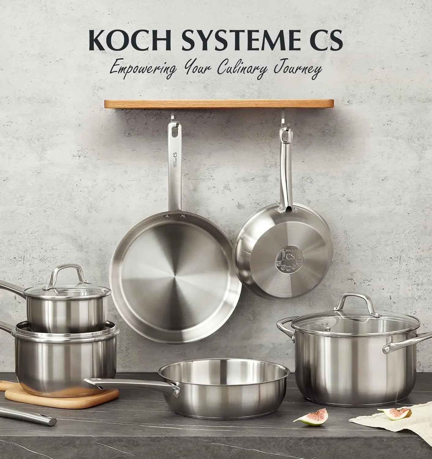 10 Piece Stainless Steel Pots and Pans Set. Induction Ready, Oven Safe to 450°F