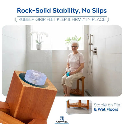 Waterproof, Spa‑Quality Shower Bench with a Sturdy Storage Shelf