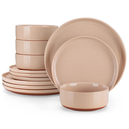 12/24 Pcs Dinnerware Set Stoneware Plates & Bowls