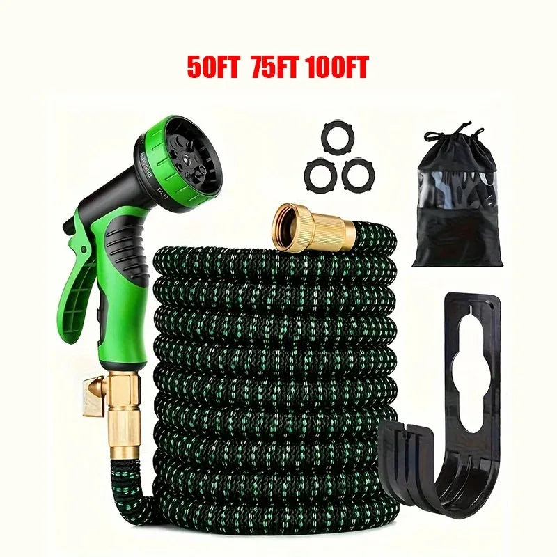 High-Pressure Expandable Garden Hose with spray Nozzle - Lightweight & Kink-Free