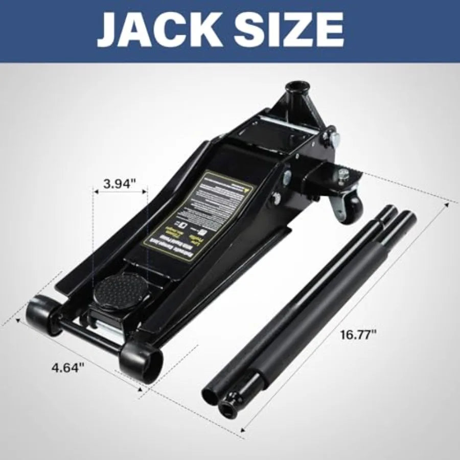 Powerlift 3‑Ton Steel Hydraulic Car Jack – Ultra‑Low Profile, Heavy‑Duty Strength