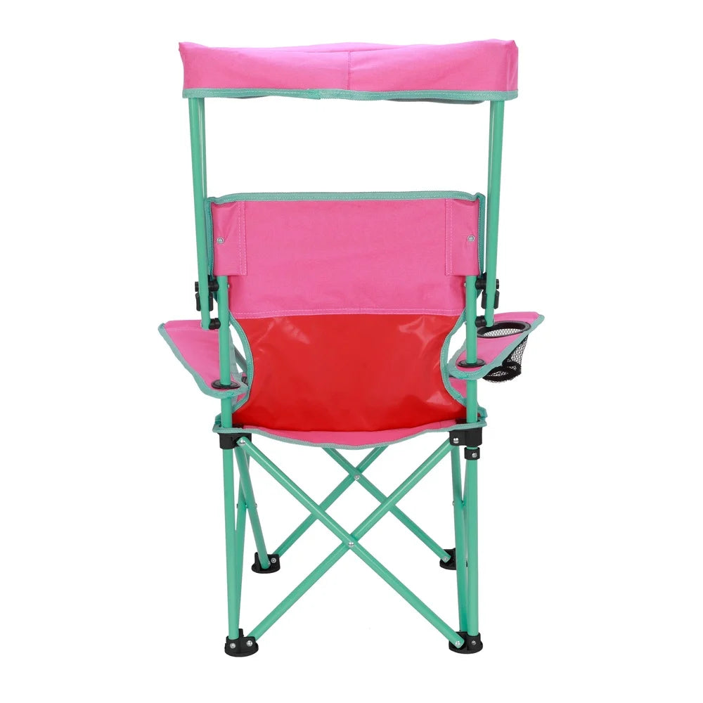 A sturdy, portable kids’ camp chair with a safety lock, cup holder and adjustable sunshade that keeps little ones comfortable and protected outdoors