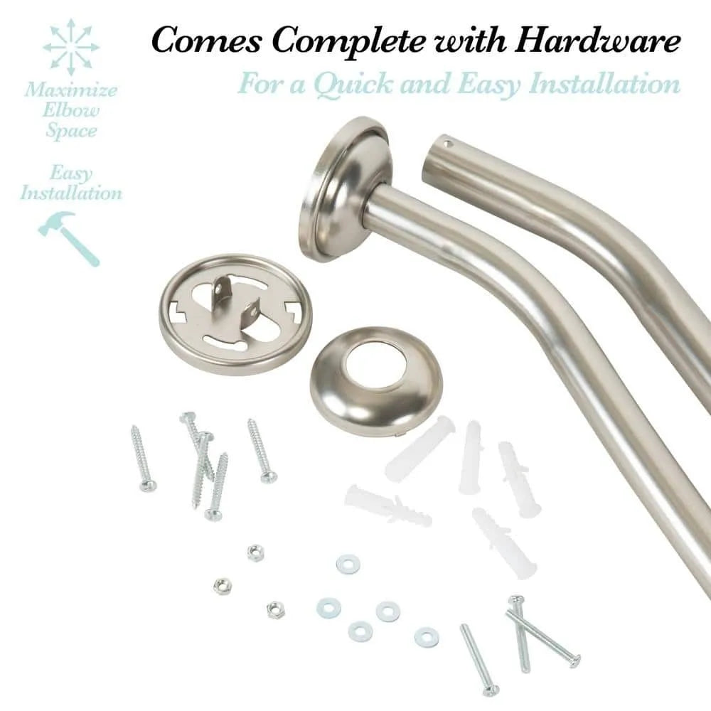 Adjustable curved shower rod that adds extra space