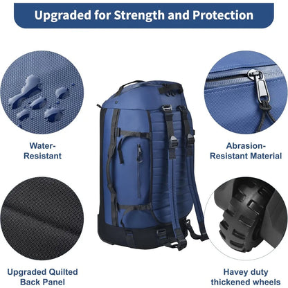 Waterproof & Durable Foldable Rolling Duffel that Converts to a Backpack