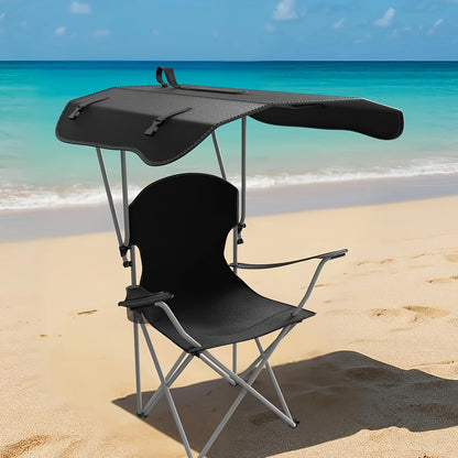 Lightweight folding beach chair with sunshade and cup holder
