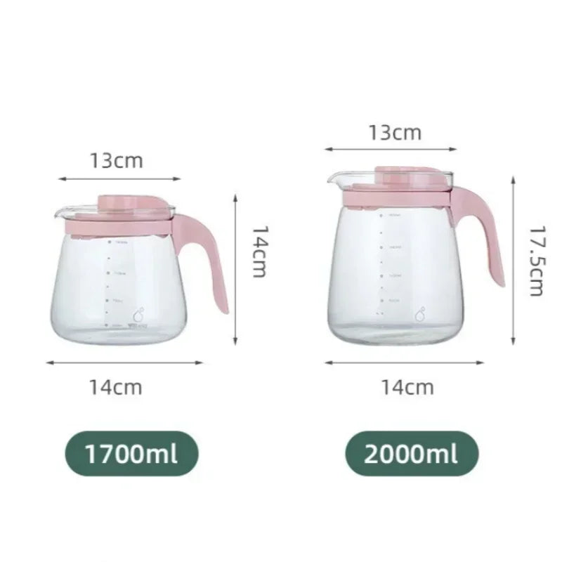 Easy Pouring & Generously Sized Glass Kettle, High Temperature Resistance