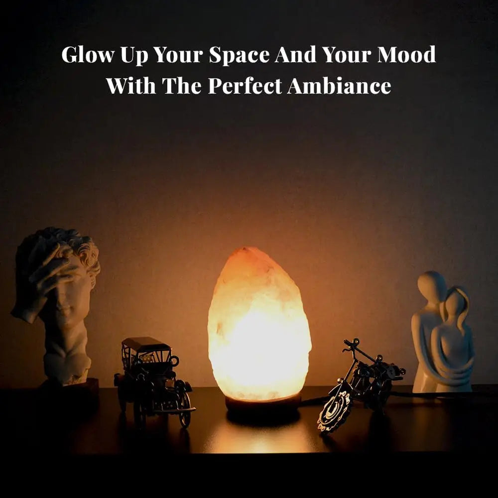 Extra Large Himalayan Pink Salt Lamp, 10-12 Inch Tall, Hand-Carved with Wooden Base & Dimmable Bulb