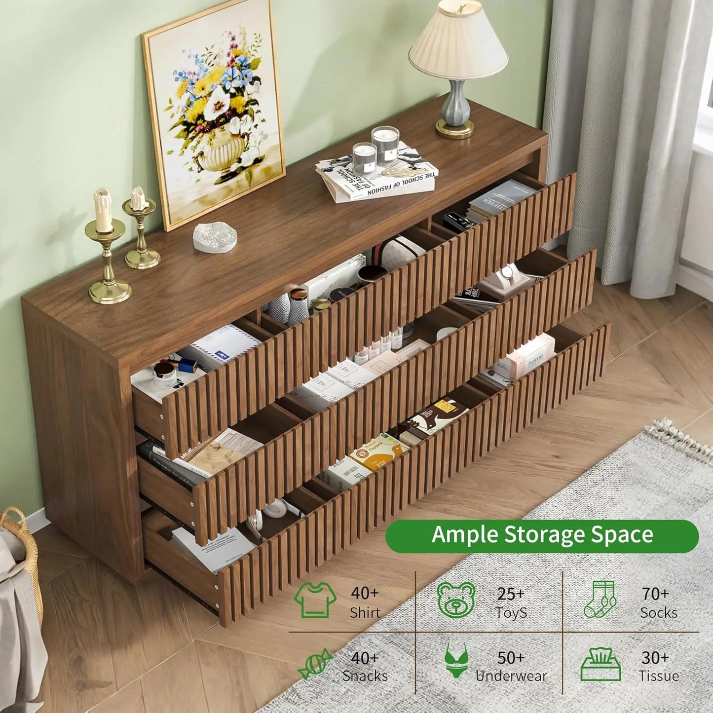 Fluted 9-Drawer Dresser Adds Vintage Charm, Storage & Style