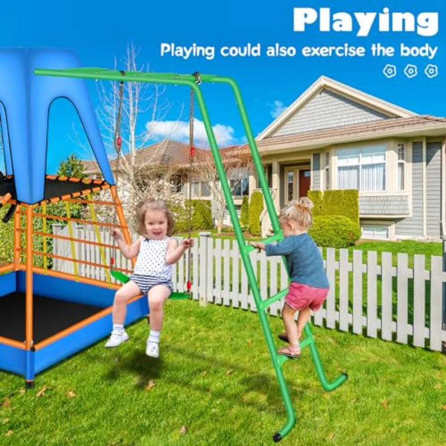 Outdoor Play Equipment with Swings, Slide, Climbing Ladder & Ball Pit