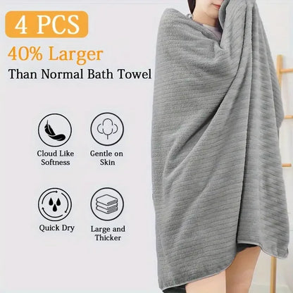 4pcs Oversized Bath Towel Set -  Ultra Soft Microfiber
