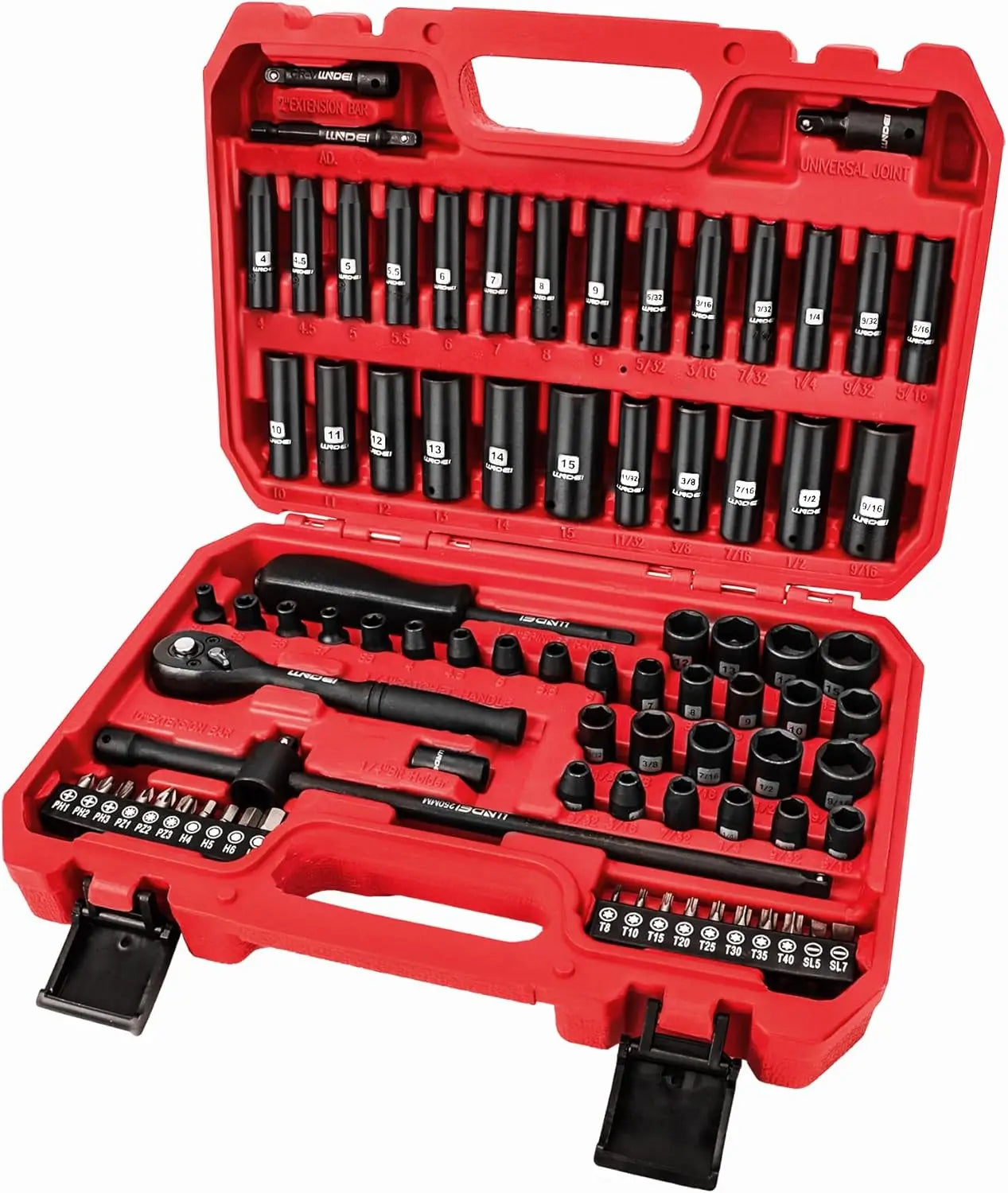 83-Piece 1/4 Inch Drive Impact Socket Set with SAE/Metric Sizes