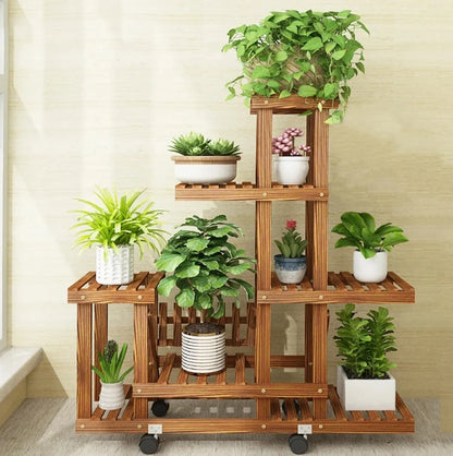 6 Tier Wood Plant Stand Indoor & Outdoor