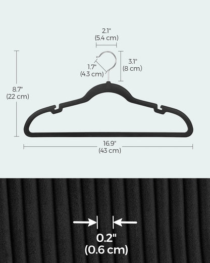 Velvet Clothes Hangers 30/50 Pack Non-Slip with Shoulder Notches 360° Swivel Hook