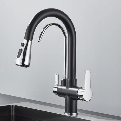 360 Rotation Pull Out Tap Kitchen Faucet With 3 Mode Water Pressure