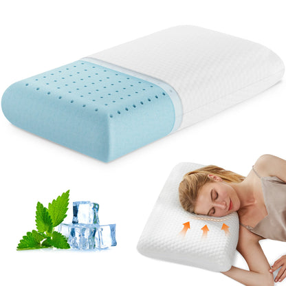 Standard Size Memory Foam Pillows Ventilated Cooling with Removable Washable Cover
