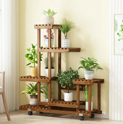 6 Tier Wood Plant Stand Indoor & Outdoor