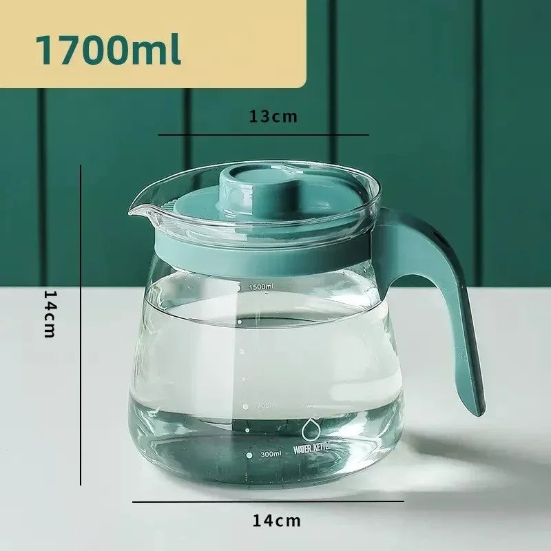 Easy Pouring & Generously Sized Glass Kettle, High Temperature Resistance