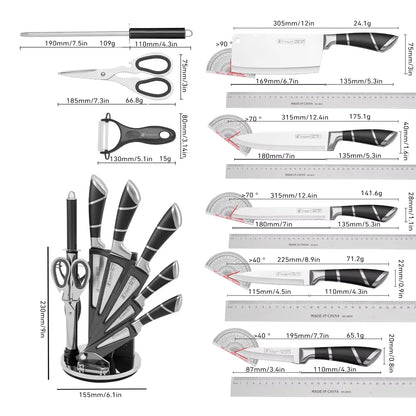 Stainless Steel Kitchen Knife Set With Sharpener