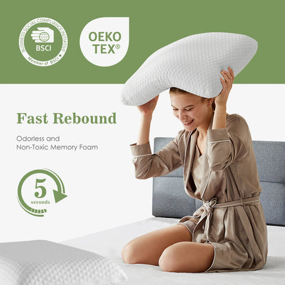 Standard Size Memory Foam Pillows Ventilated Cooling with Removable Washable Cover