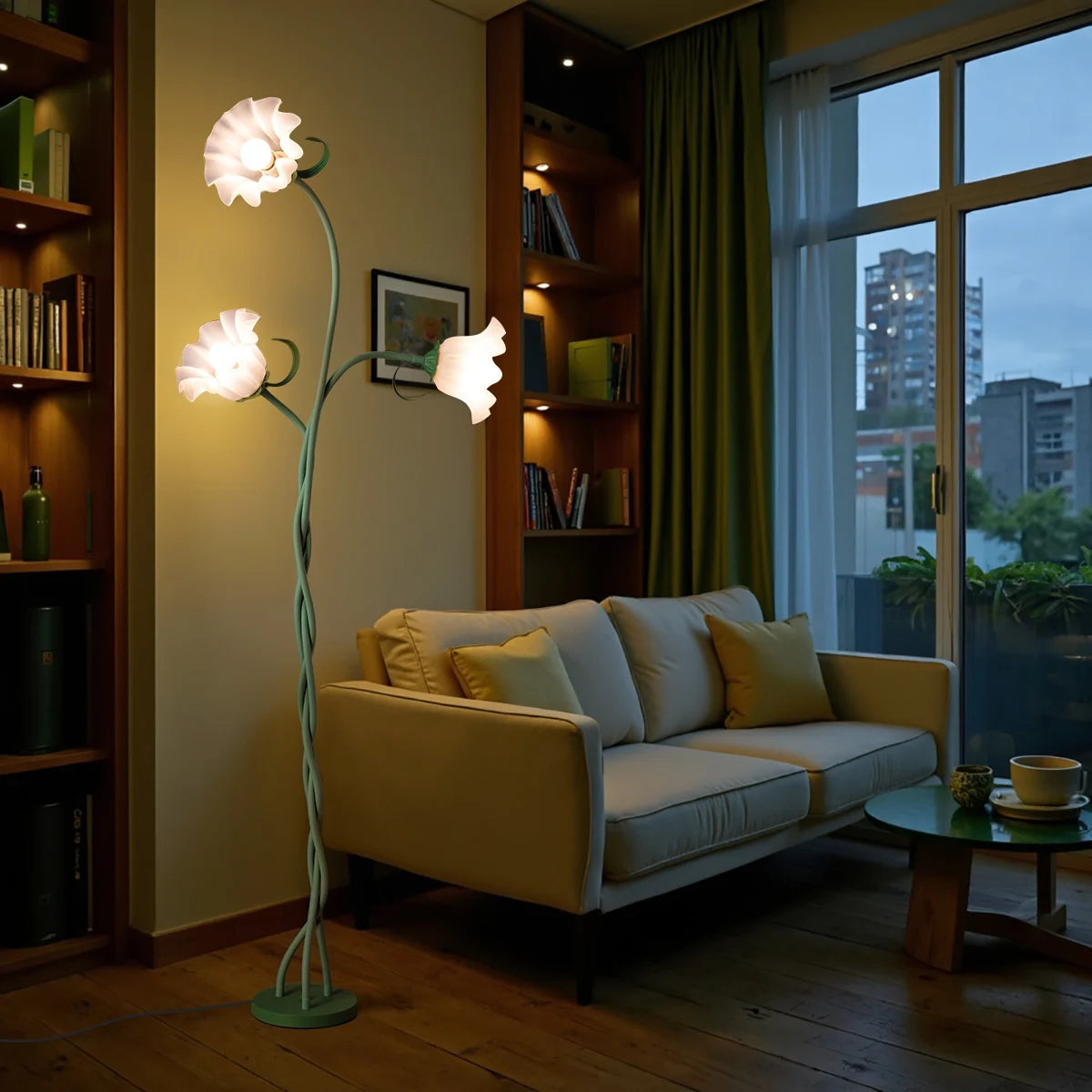 3 Color Dimmable Flower Floor Lamp, Flexible Neck