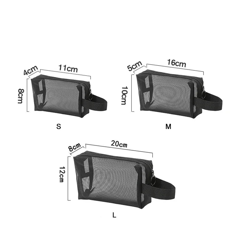 Cosmetic Mesh Makeup Bags - 3 Convenient Sizes