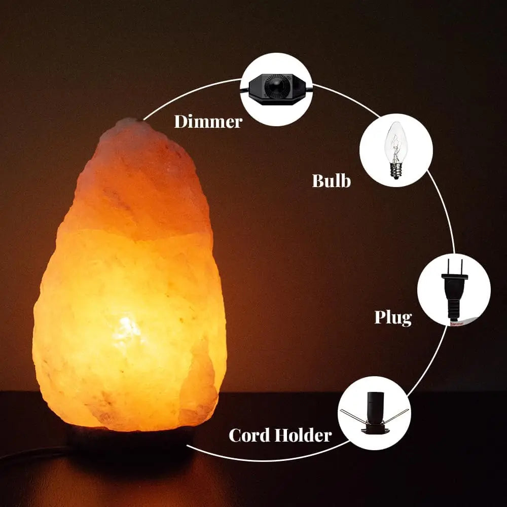 Extra Large Himalayan Pink Salt Lamp, 10-12 Inch Tall, Hand-Carved with Wooden Base & Dimmable Bulb