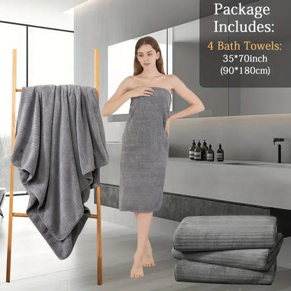 4pcs Oversized Bath Towel Set -  Ultra Soft Microfiber
