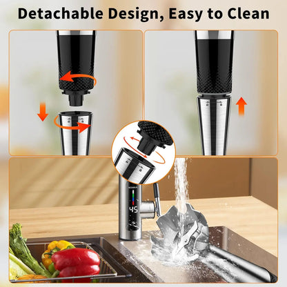 Stainless Steel Handheld Immersion Blender, 21-Speed with 3-Angle Adjustable Blade