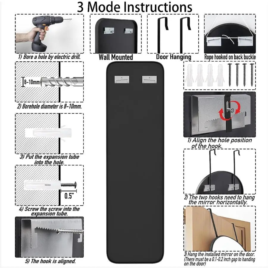 Space Saving Hanging Door Mirror
