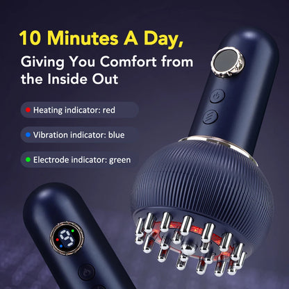 Relax, Recharge & Unwind with This Multi-Function Body & Scalp Massager Featuring Gentle Heat, Vibration & Pulse Micro-Current Technology.     Assists with Lymphatic Drainage