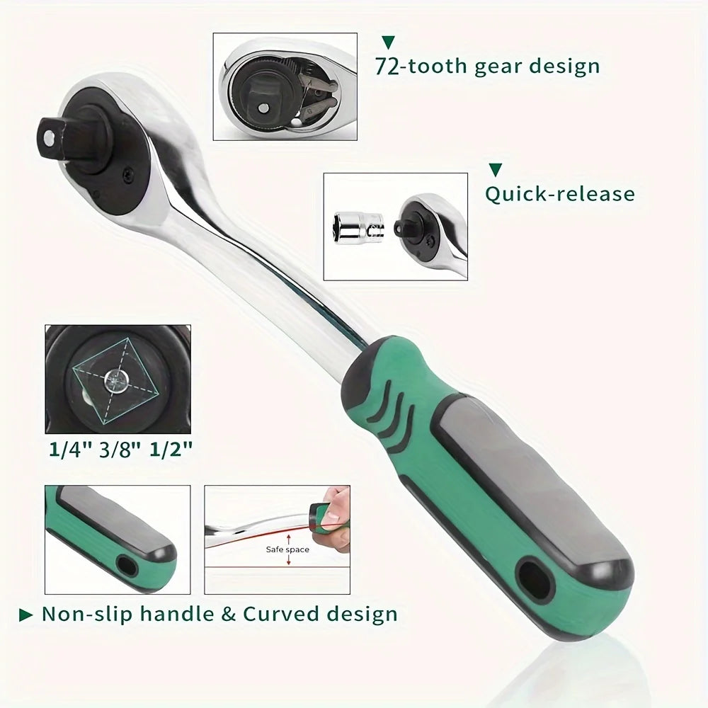 216pcs Impact Socket Set 1/2, 1/4, 3/8 Inch Drive Ratchet