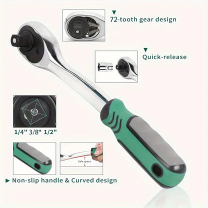 216pcs Impact Socket Set 1/2, 1/4, 3/8 Inch Drive Ratchet