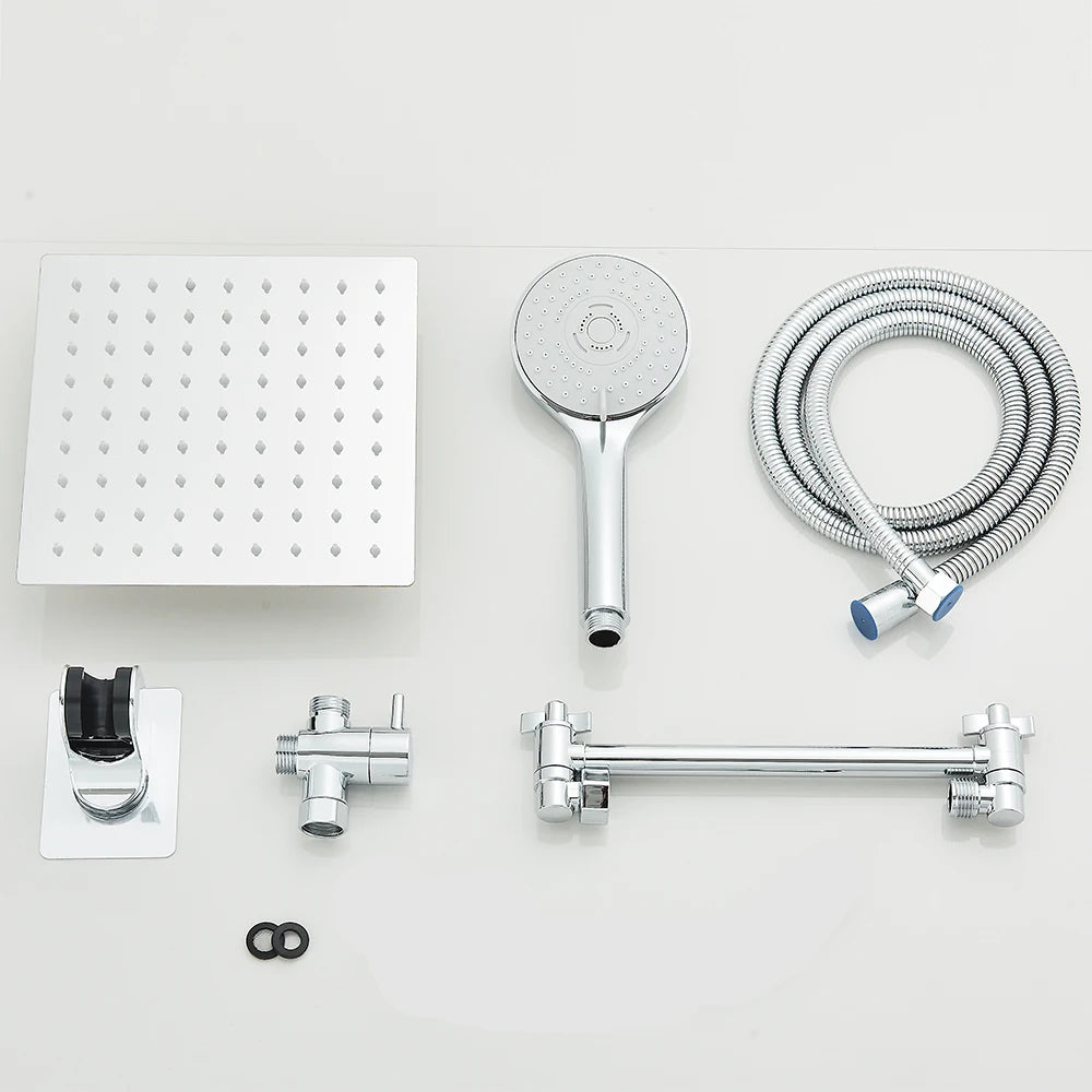 Shower Head Combo 8-12Inch High Pressure Rain Shower Head with Adjustable Extension Arm, 3-way Handheld Shower Spray