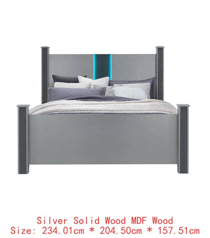 Modern Queen Bedroom Set with Sleek Silver Finish & Timeless Style