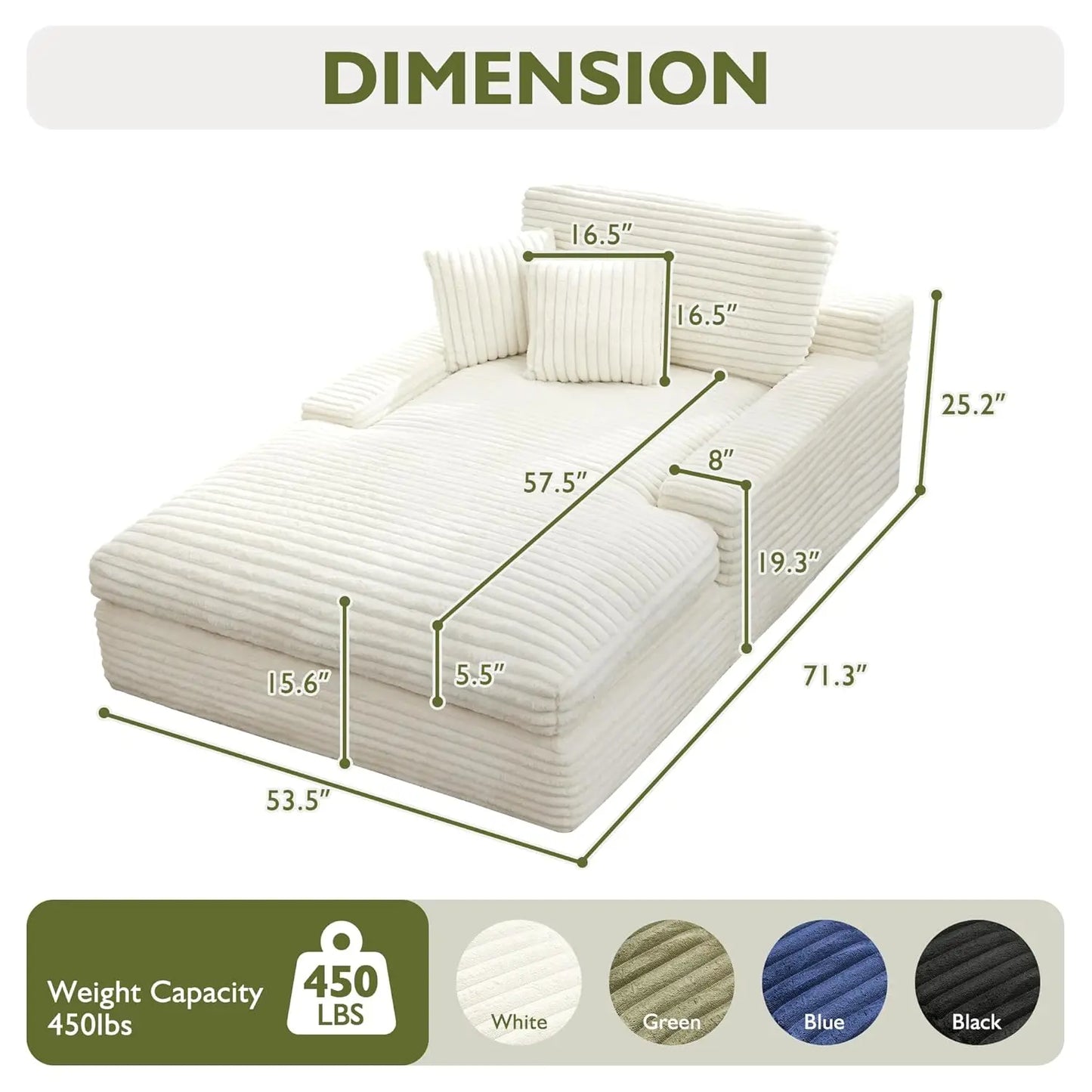 Oversized Comfy Corduroy Sleeper Sofa