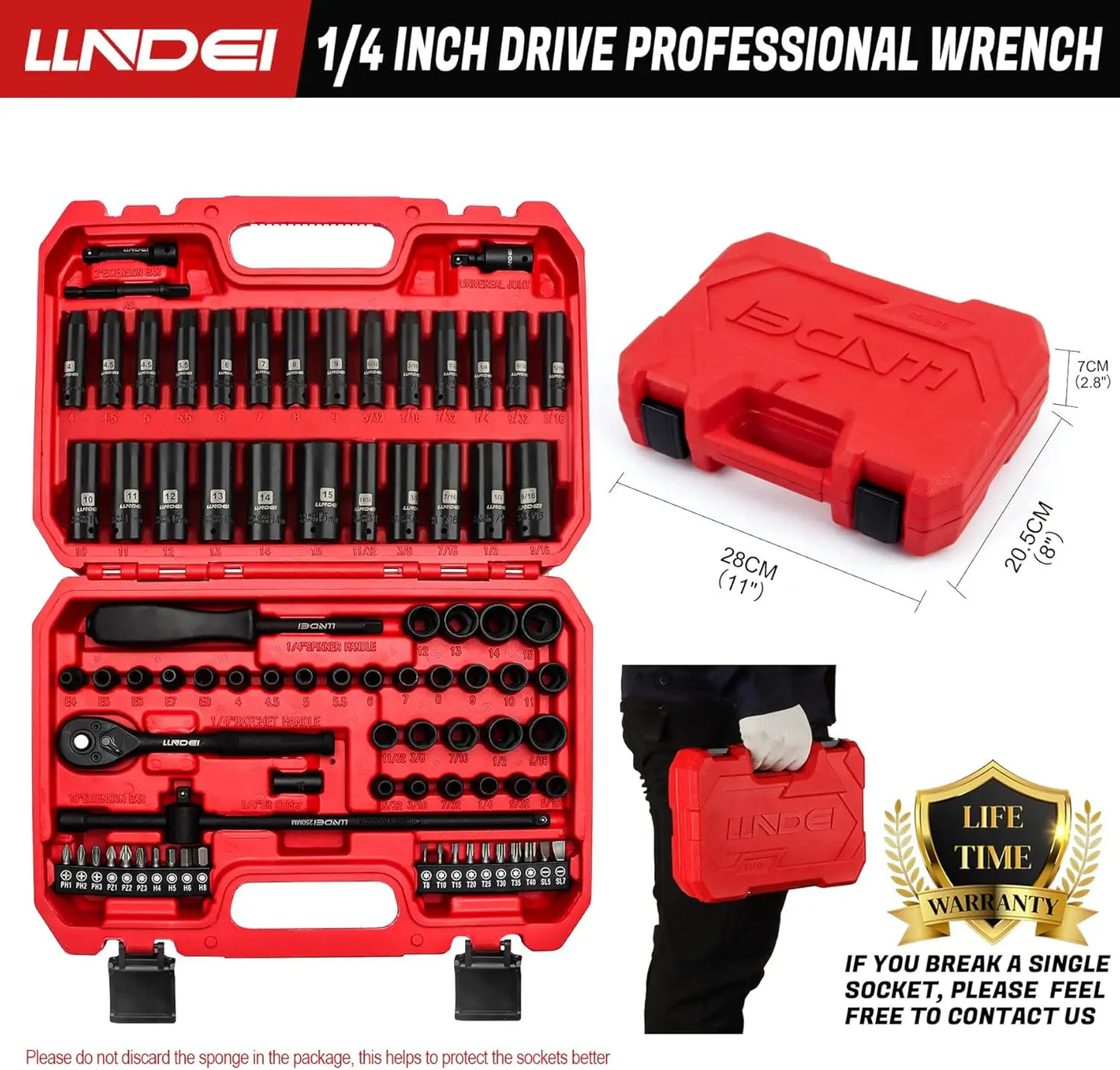 83-Piece 1/4 Inch Drive Impact Socket Set with SAE/Metric Sizes
