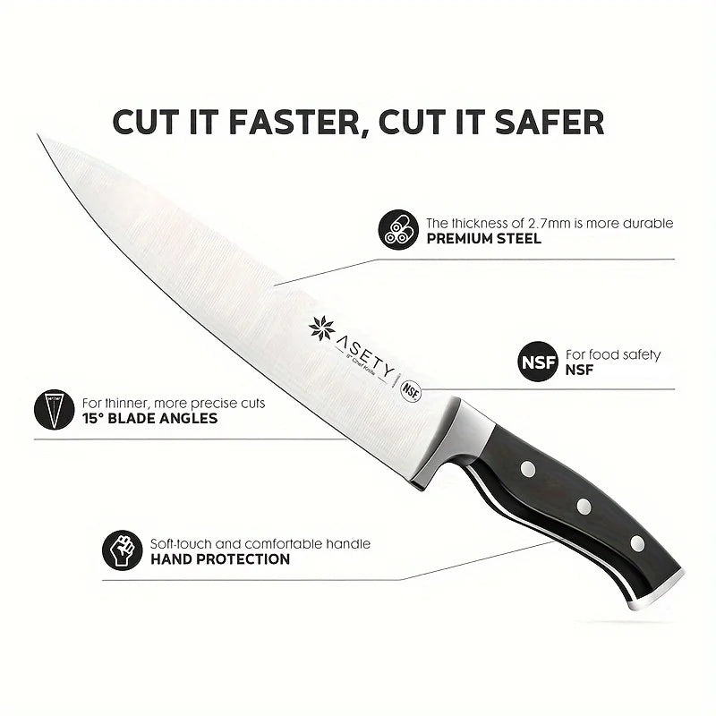 15 PCS Stainless Steel Kitchen Knife Set With Built-in Knife Sharpener Block