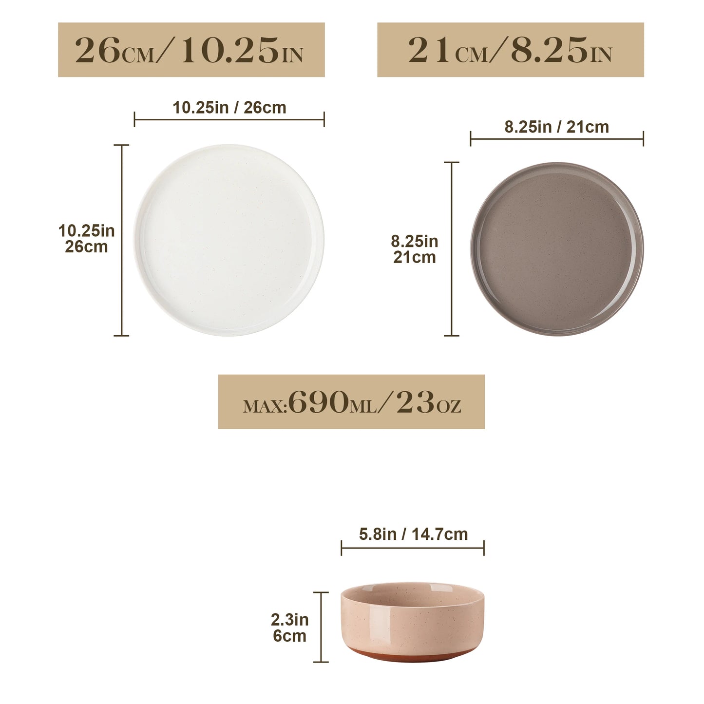 12/24 Pcs Dinnerware Set Stoneware Plates & Bowls