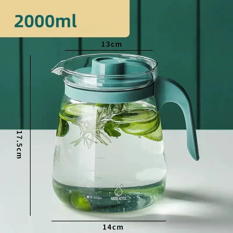 Easy Pouring & Generously Sized Glass Kettle, High Temperature Resistance