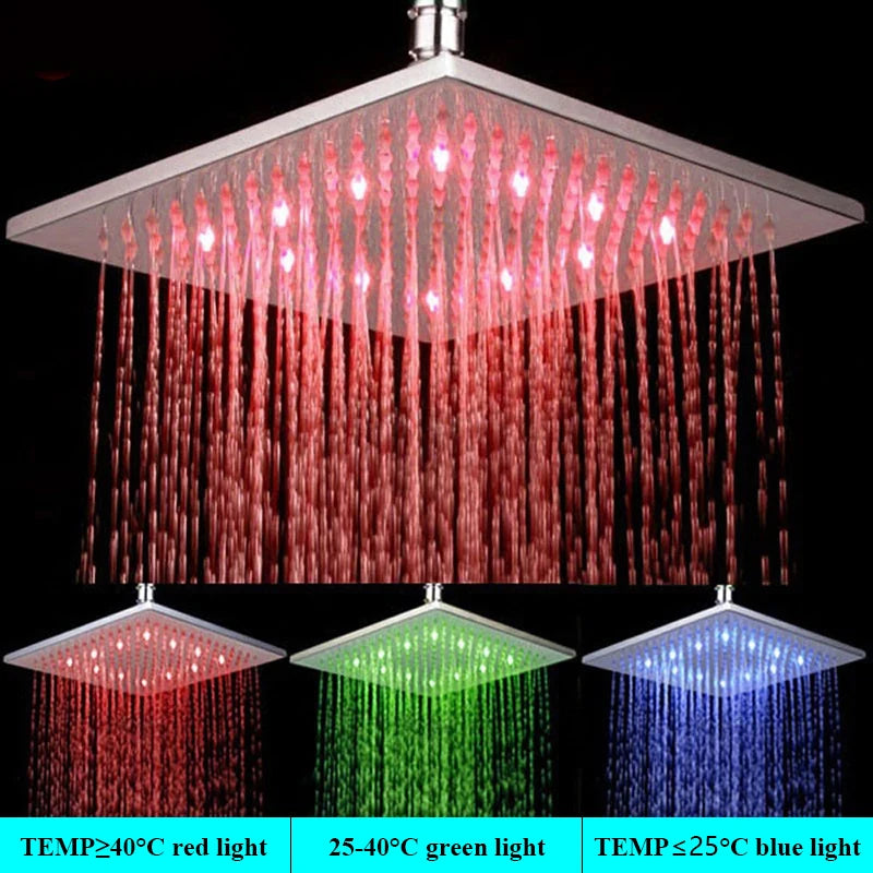 Stainless Steel LED-Light Rainfall Shower Head