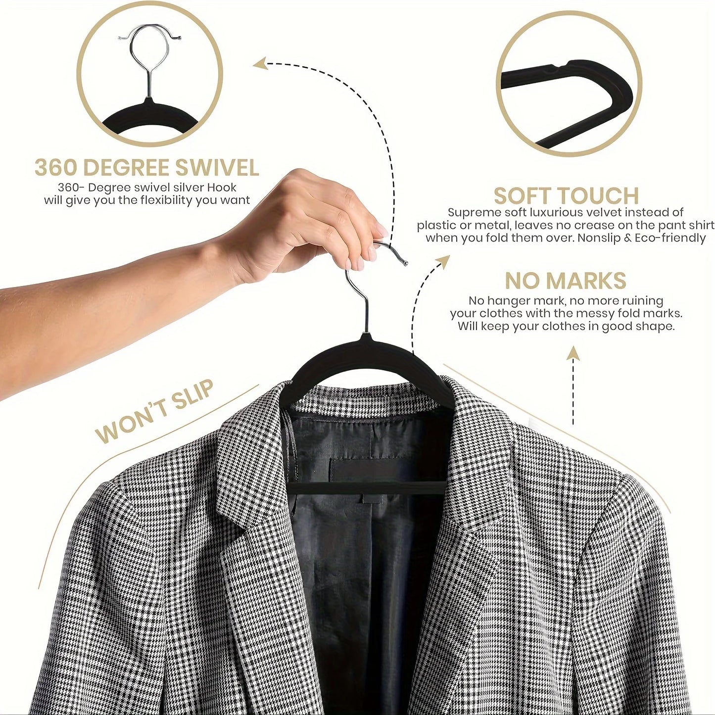 30 Pack Hanger Set with Non-Slip Grip