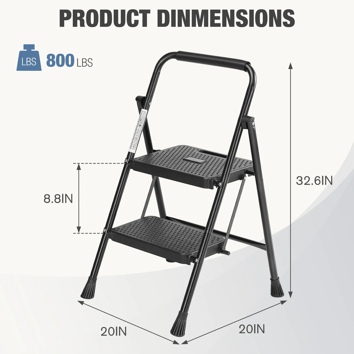 Sturdy Folding Step Ladder with Anti-Slip Pedal, 800lbs Capacity