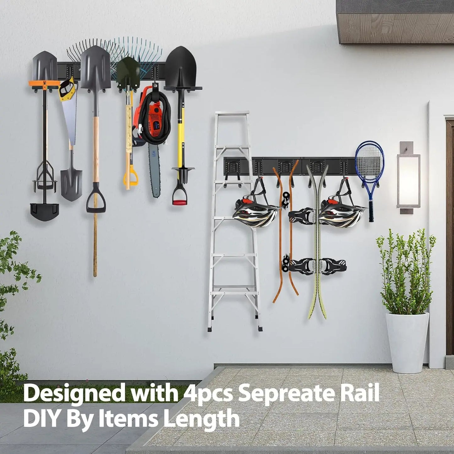 64 Inch Adjustable Wall Mounted Garage Tool Organizer Rack for 20 Pcs. Holds Up to 900lbs