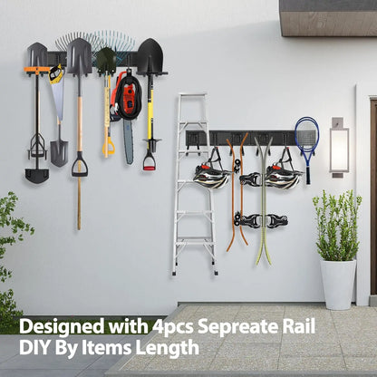 64 Inch Adjustable Wall Mounted Garage Tool Organizer Rack for 20 Pcs. Holds Up to 900lbs