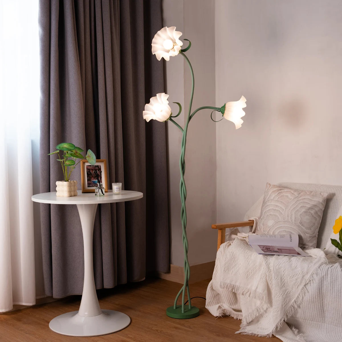 3 Color Dimmable Flower Floor Lamp, Flexible Neck