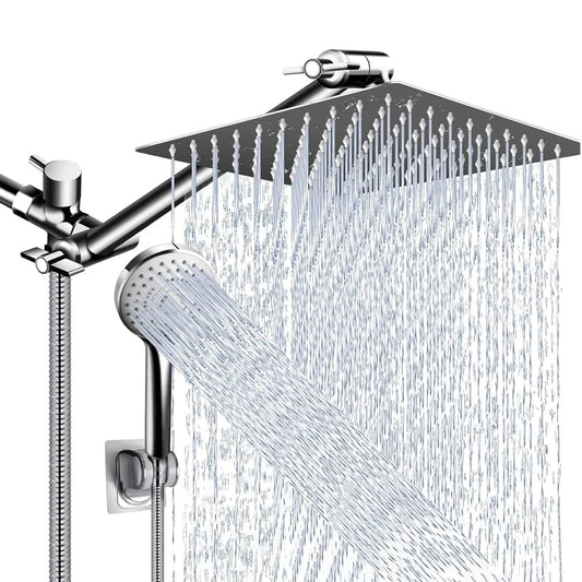 Shower Head Combo 8-12Inch High Pressure Rain Shower Head with Adjustable Extension Arm, 3-way Handheld Shower Spray