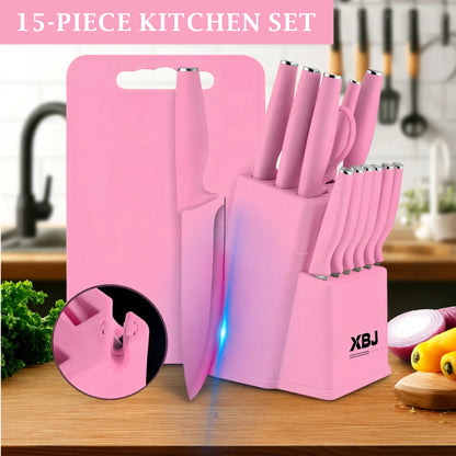 15‑piece stainless steel kitchen knife set