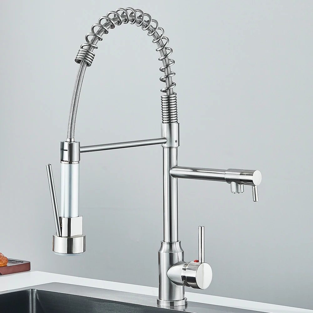 Pull Down Dual Spout Faucet Enhances Convenience, Style & Functionality